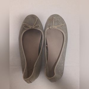 Zara girls ballet flats size 36 women gold metallic mesh with bow